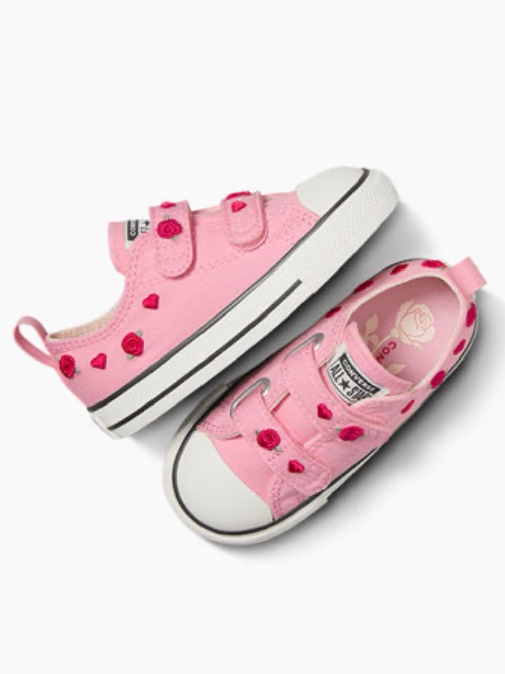 5🌹 Converse Toddler Chuck Taylor All Star Valentine's Day Easy On Pink Red Rose